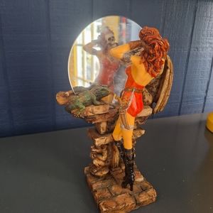 Ceramic skull woman sculpture